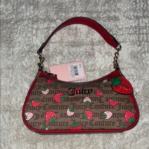 Juicy Couture Red and Brown Heart Pattern Shoulder Bag